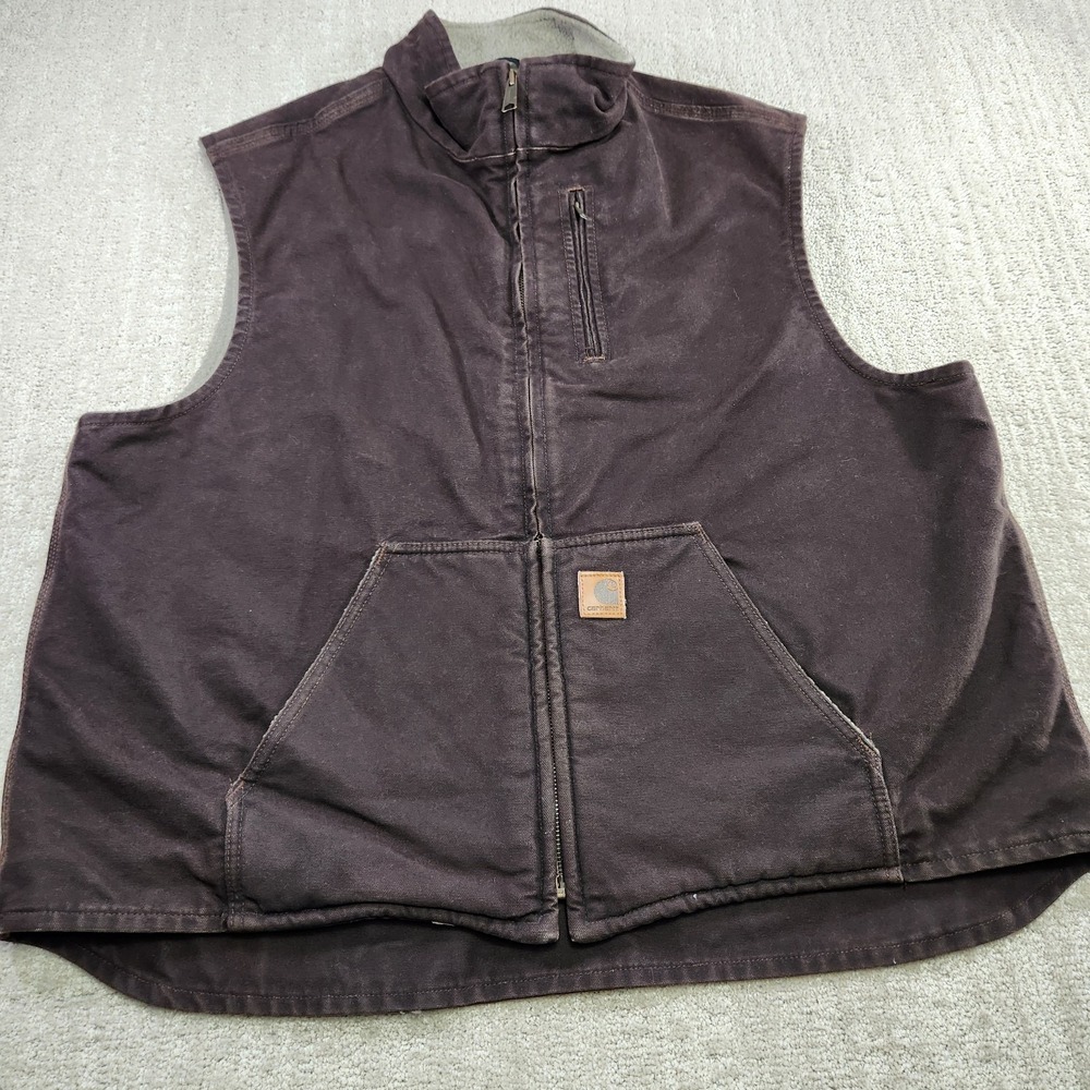 Carhartt V33 Vest Men 2XL Sandstone Rugged Sherpa Lined Duck Canvas DKB Work